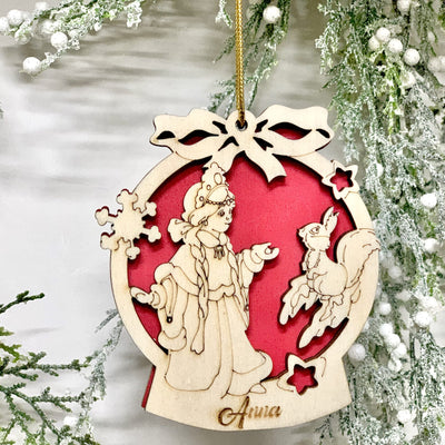 Pallina per decorazioni natalizie personalizzate principessa e Coniglietto con nome Idea's Cottage