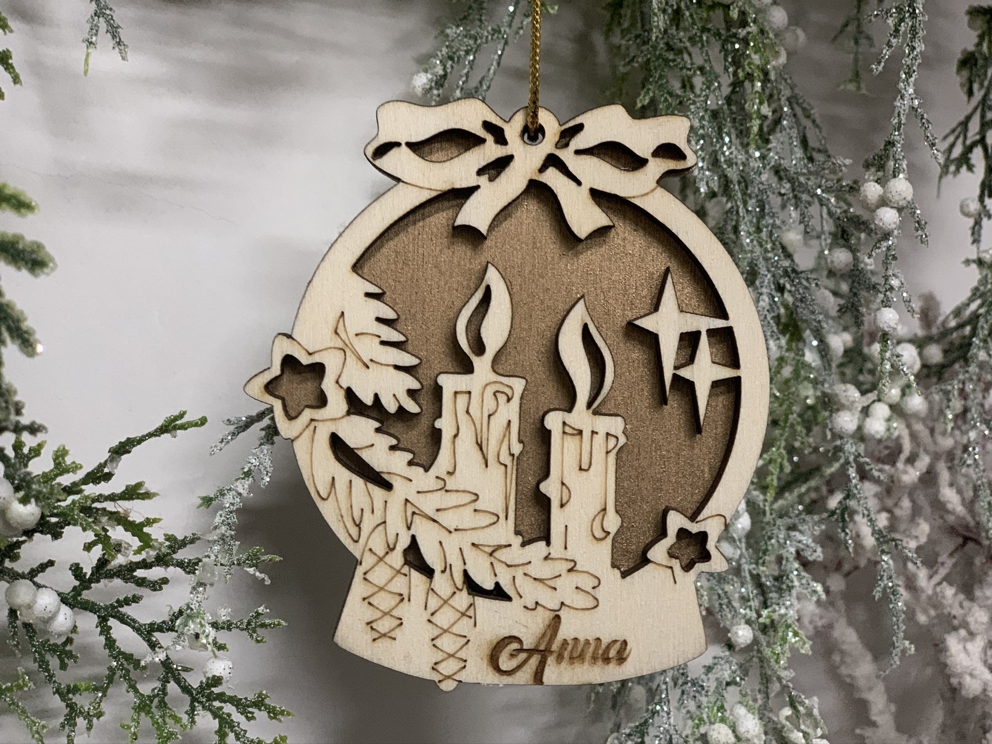 Pallina per decorazioni natalizie personalizzate Candele Natalizie con nome Idea's Cottage