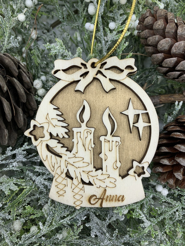 Pallina per decorazioni natalizie personalizzate Candele Natalizie con nome Idea's Cottage