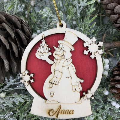 Pallina per decorazioni natalizie personalizzate Pupazzo di Neve con nome Idea's Cottage