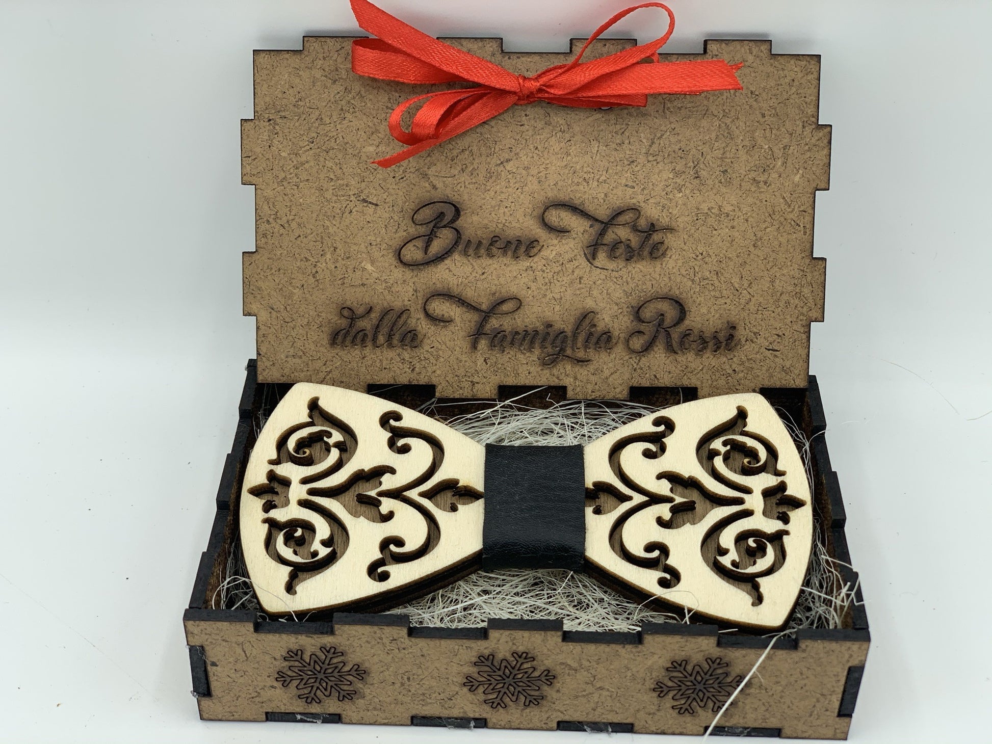 Papillon in legno Damascato con scatola regalo personalizzata Idea's Cottage