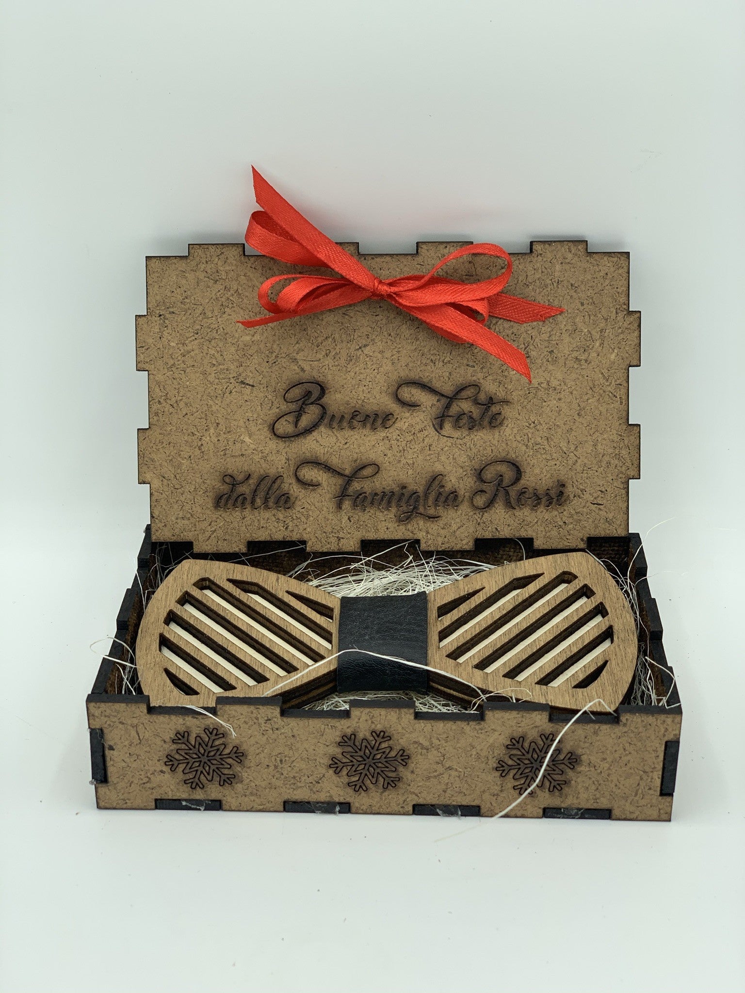 Papillon in legno Stile lineare con scatola regalo personalizzata Idea's Cottage
