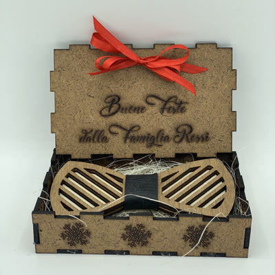 Papillon in legno Stile lineare con scatola regalo personalizzata Idea's Cottage