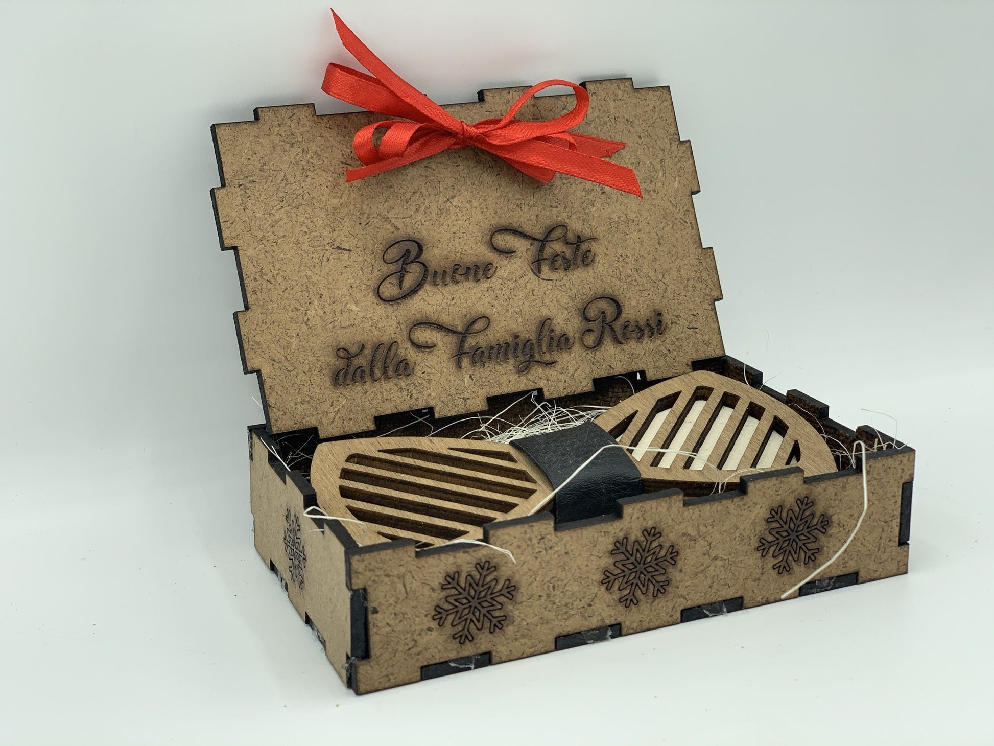 Papillon in legno Stile lineare con scatola regalo personalizzata Idea's Cottage