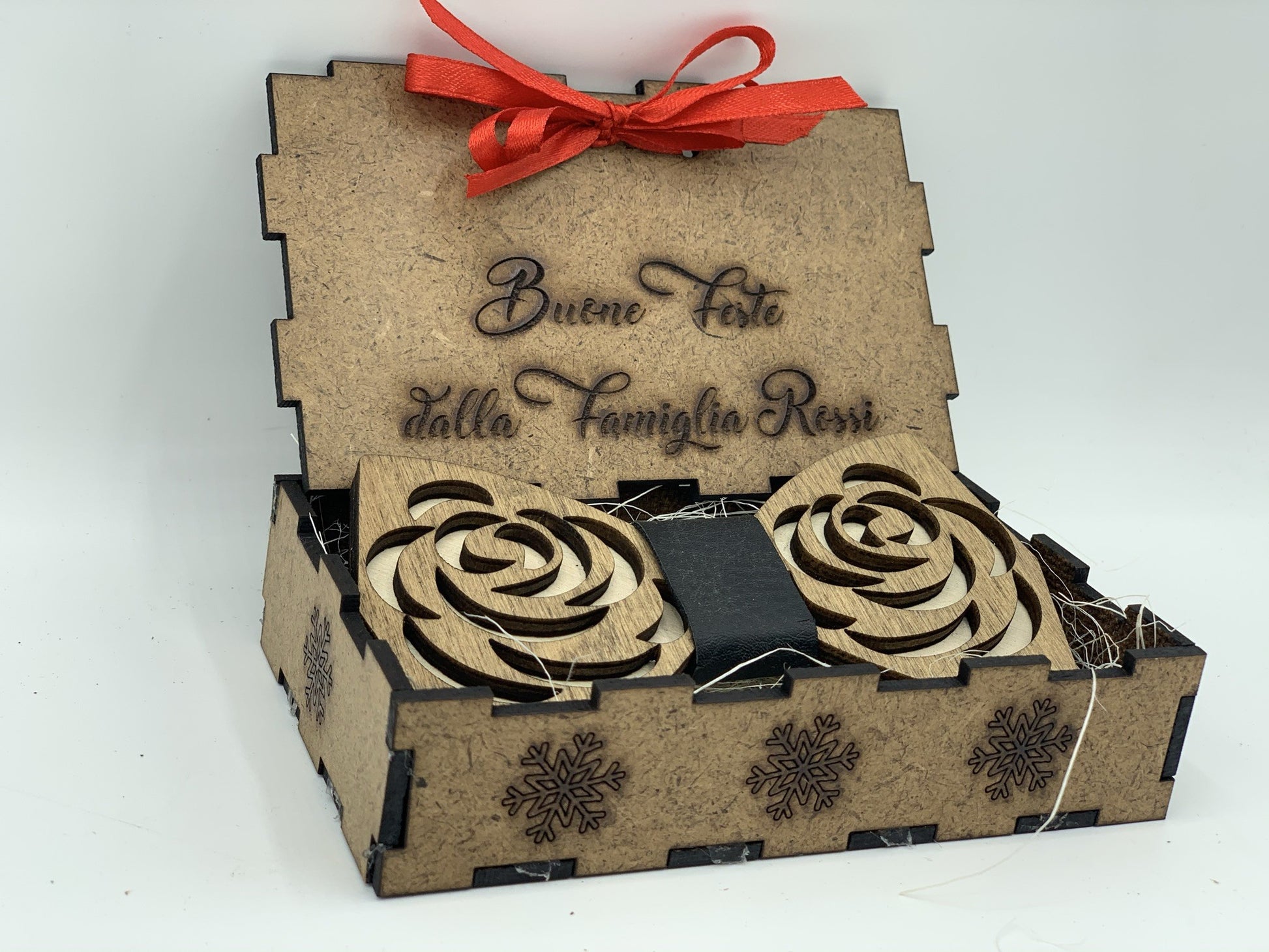 Papillon in legno Rose con scatola regalo personalizzata Idea's Cottage