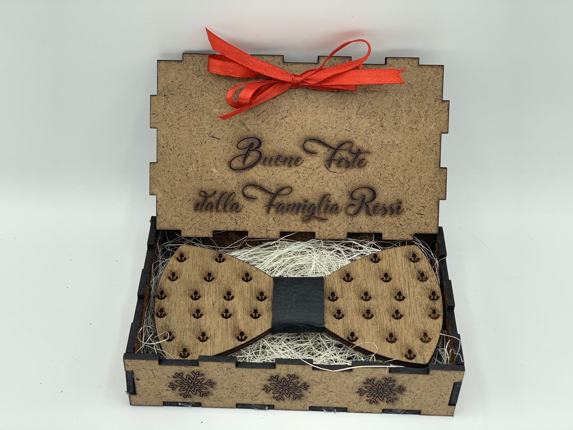 Papillon in legno Ancore con scatola regalo personalizzata Idea's Cottage