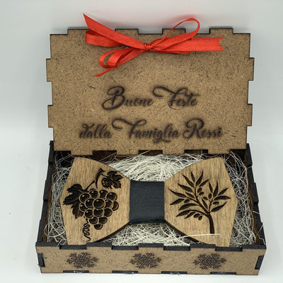 Papillon in legno Terra d'Italia con scatola regalo personalizzata Idea's Cottage