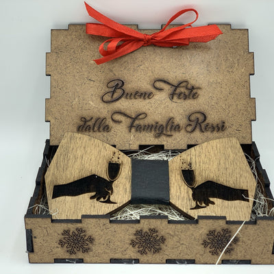 Papillon in legno Bollicine con scatola regalo personalizzata Idea's Cottage