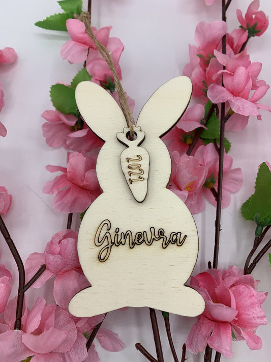 Coniglietto di Pasqua con carotina in legno personalizzato Idea's Cottage