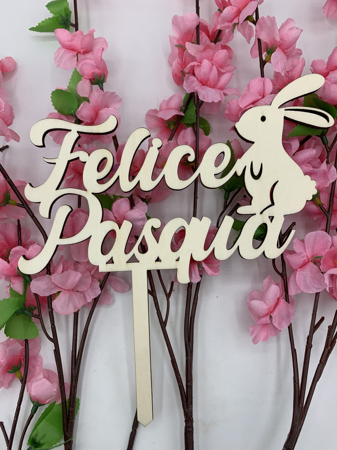 Cake Topper in legno Felice Pasqua Idea's Cottage