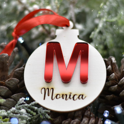Pallina con iniziale in plex specchio e nome per addobbi natalizi personalizzati regalo di NATALE Idea's Cottage