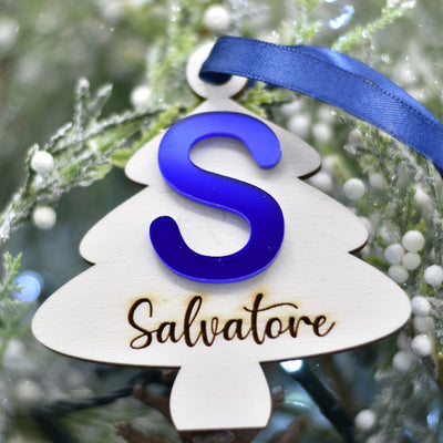 Pallina alberello con iniziale in plex specchio e nome per addobbi natalizi personalizzati regalo di NATALE Idea's Cottage