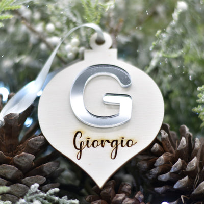 Pallina goccia con iniziale in plex specchio e nome per addobbi natalizi personalizzati regalo di NATALE Idea's Cottage