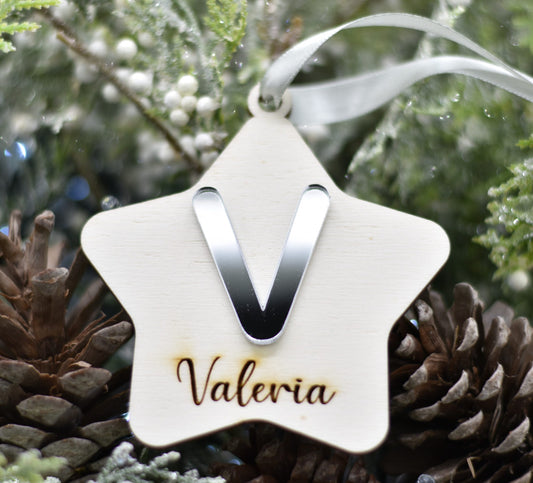 Pallina stella con iniziale in plex specchio e nome per addobbi natalizi personalizzati regalo di NATALE Idea's Cottage