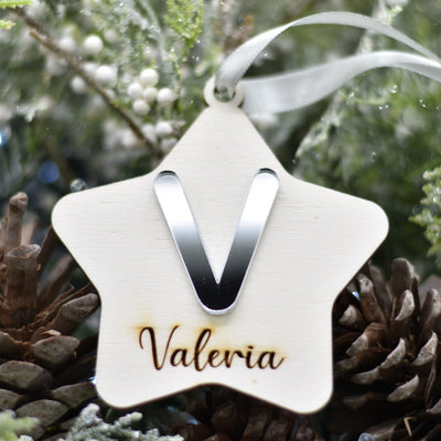 Pallina stella con iniziale in plex specchio e nome per addobbi natalizi personalizzati regalo di NATALE Idea's Cottage