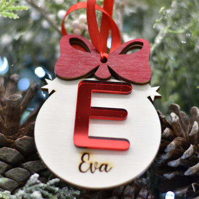 Pallina fiocco con iniziale in plex specchio e nome per addobbi natalizi personalizzati regalo di NATALE Idea's Cottage