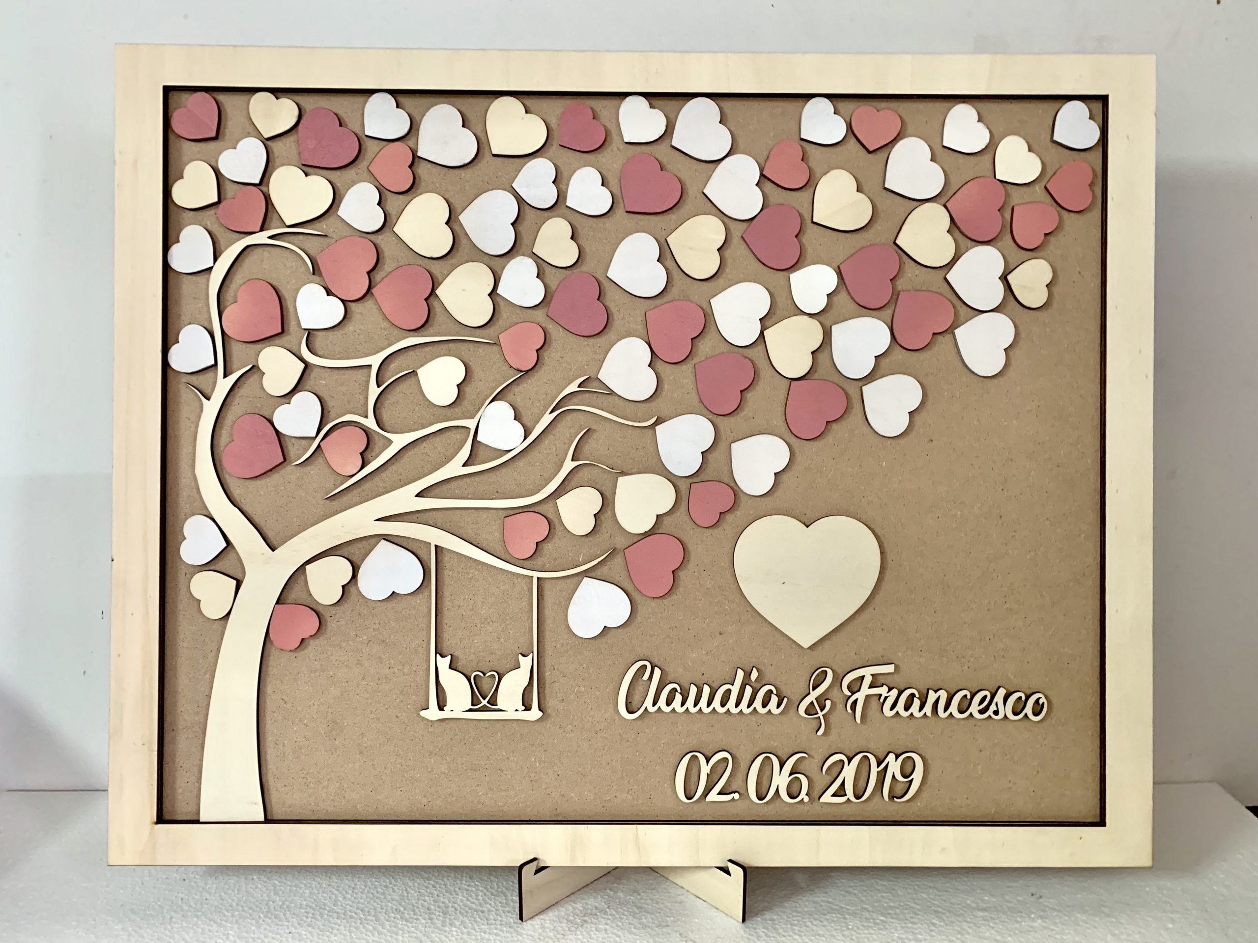 Libro Degli Ospiti Matrimonio A Forma Di Cuore In Resina - Partecipazione Con Pagine Vuote E Scatola PVC