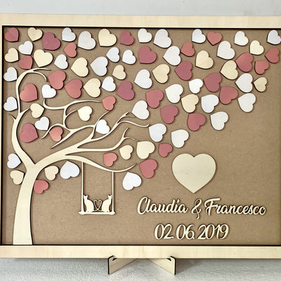 Guestbook in Legno Personalizzato con Albero della Vita e Cuoricino - Regalo  Anniversario Nozze d'Oro