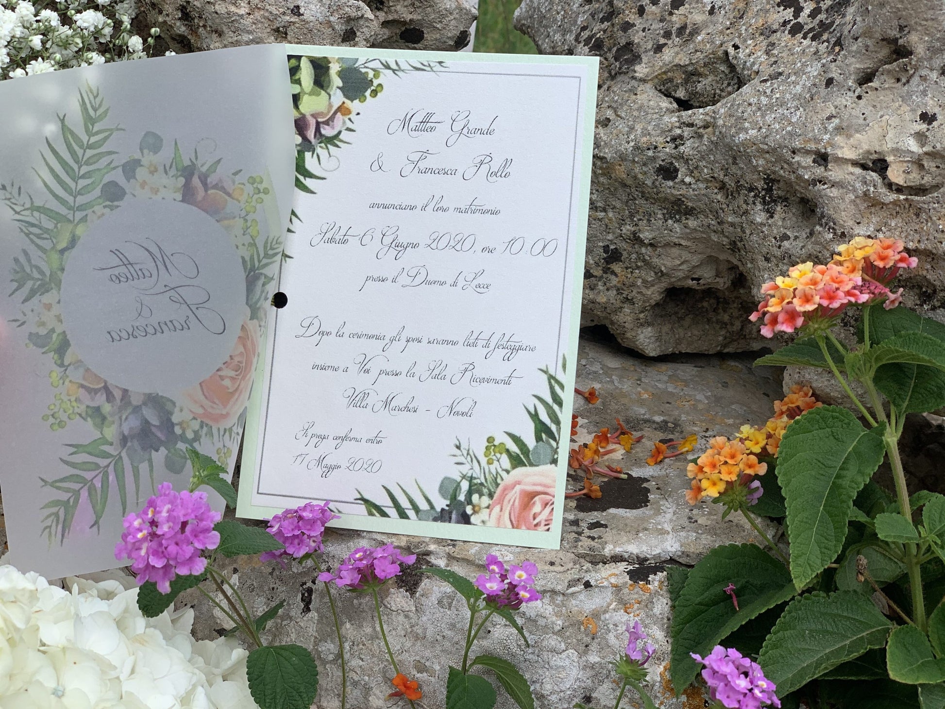 Partecipazione nozze carta trasparente natura 2