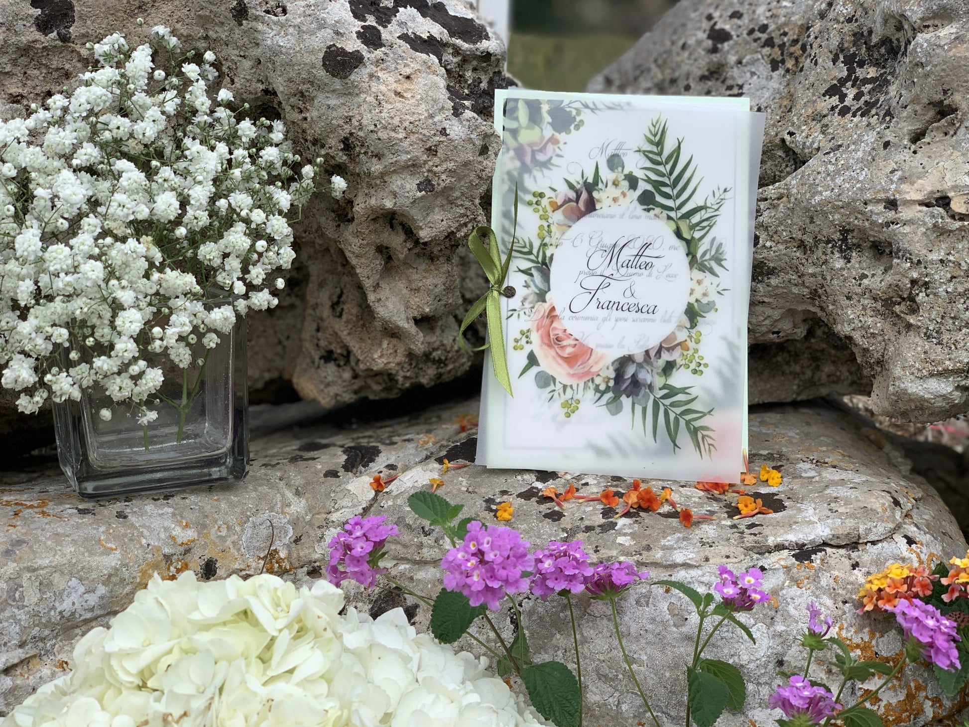 Partecipazione nozze carta trasparente natura