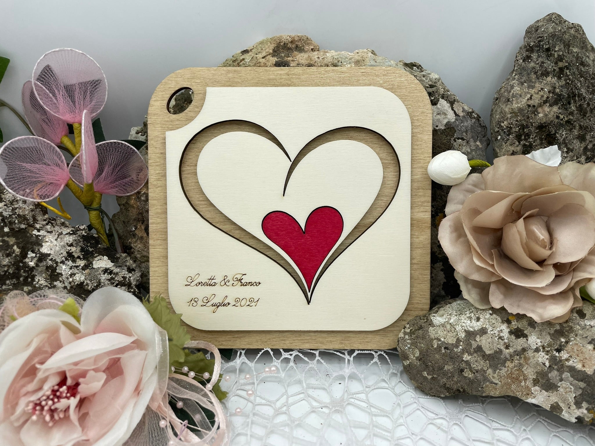 Bomboniera Tagliere Cuori tema Amore Idea's Cottage