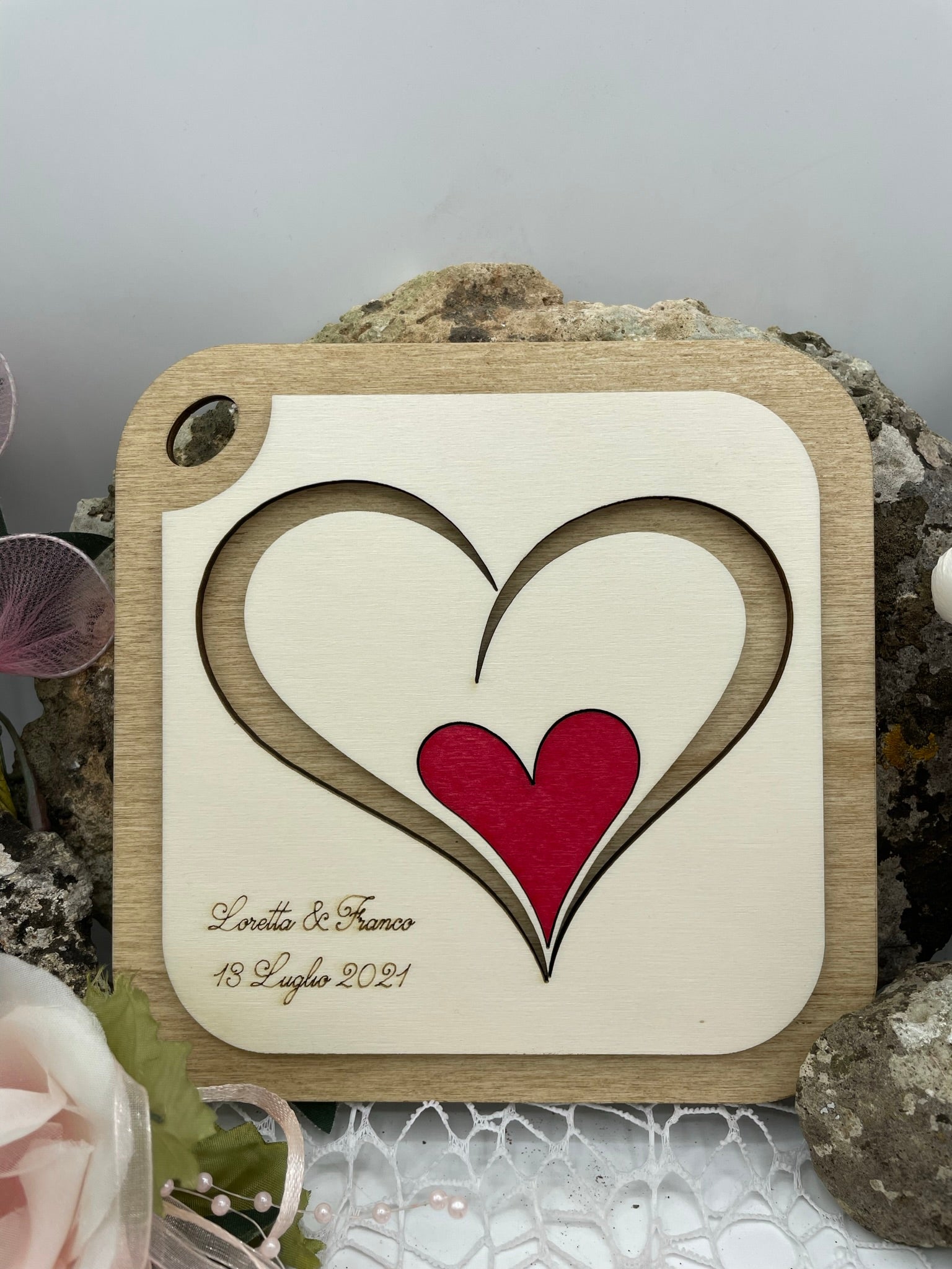 Bomboniera Tagliere Cuori tema Amore Idea's Cottage