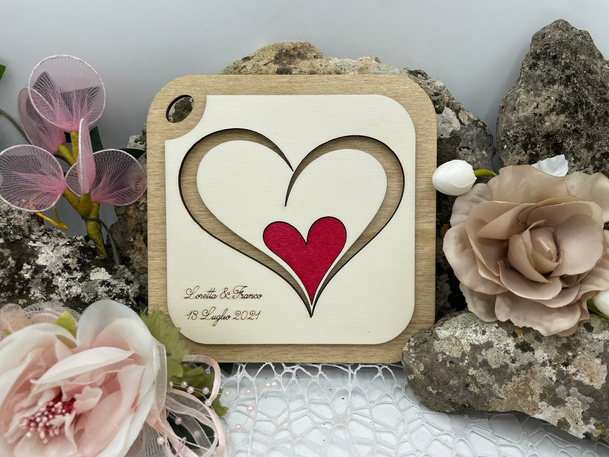 Bomboniera Tagliere Cuori tema Amore Idea's Cottage