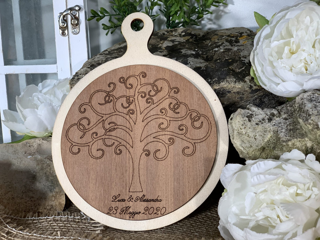 Bomboniera Tagliere albero della vita mogano Idea's Cottage