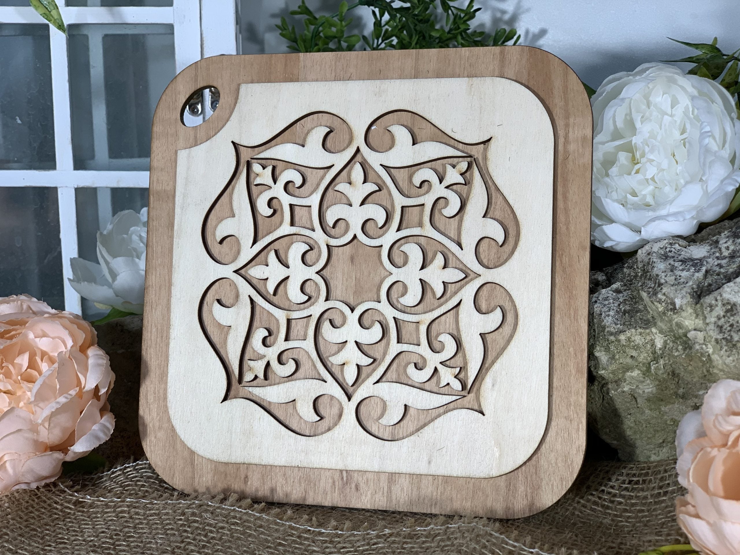 Bomboniera Tagliere geometrie laser cut 3