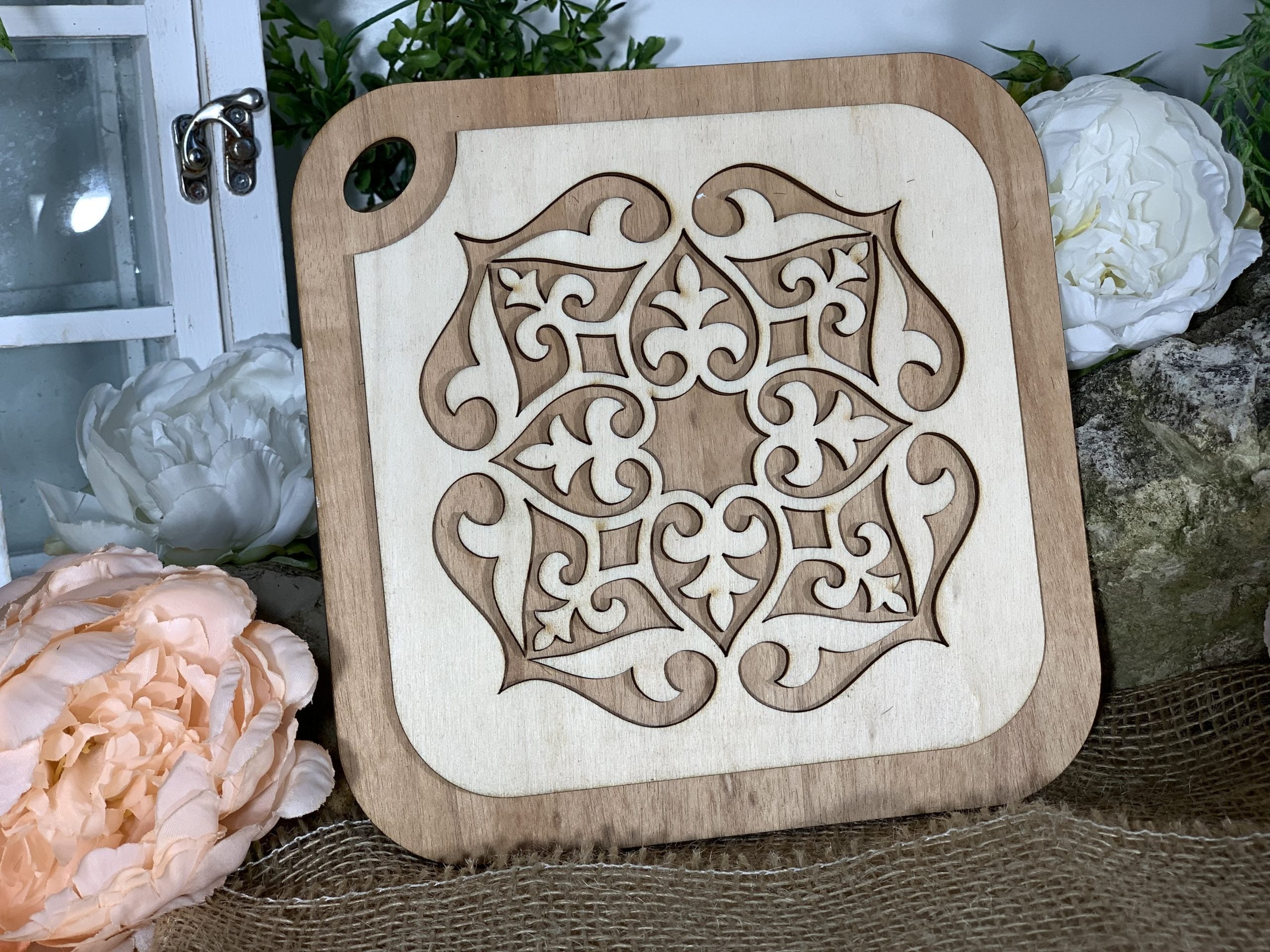 Bomboniera Tagliere geometrie laser cut 4