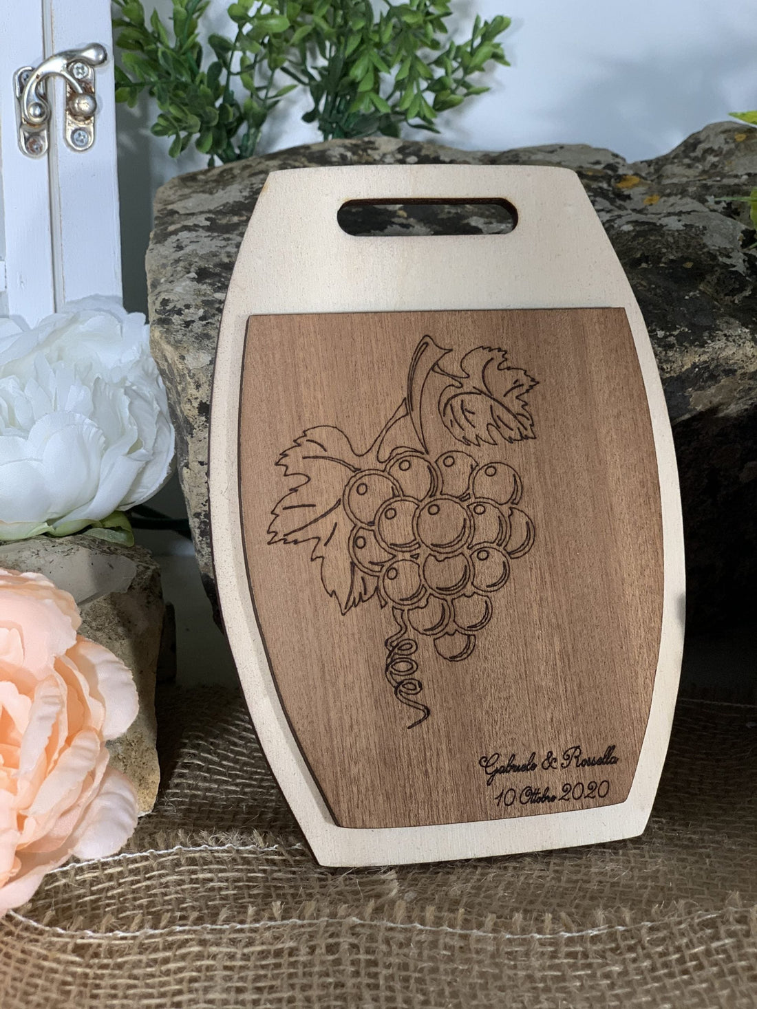 Bomboniera Tagliere grappolo d'uva mogano