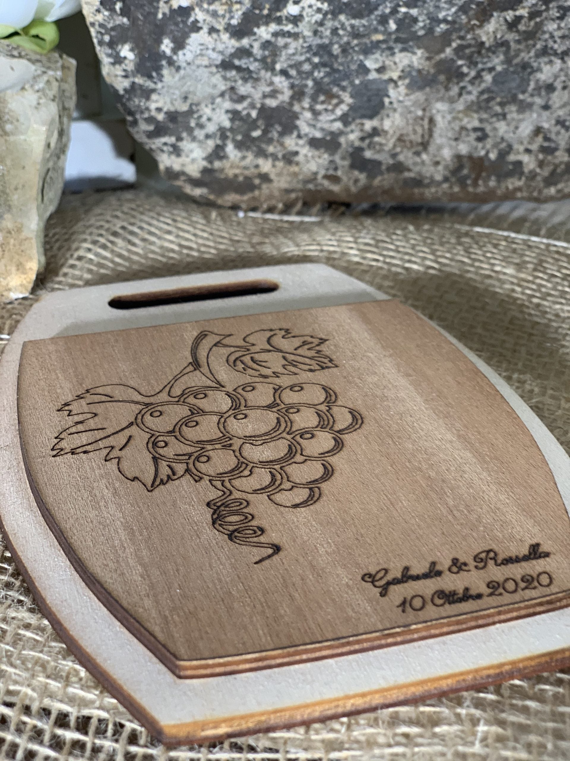 Bomboniera Tagliere grappolo d'uva mogano 2