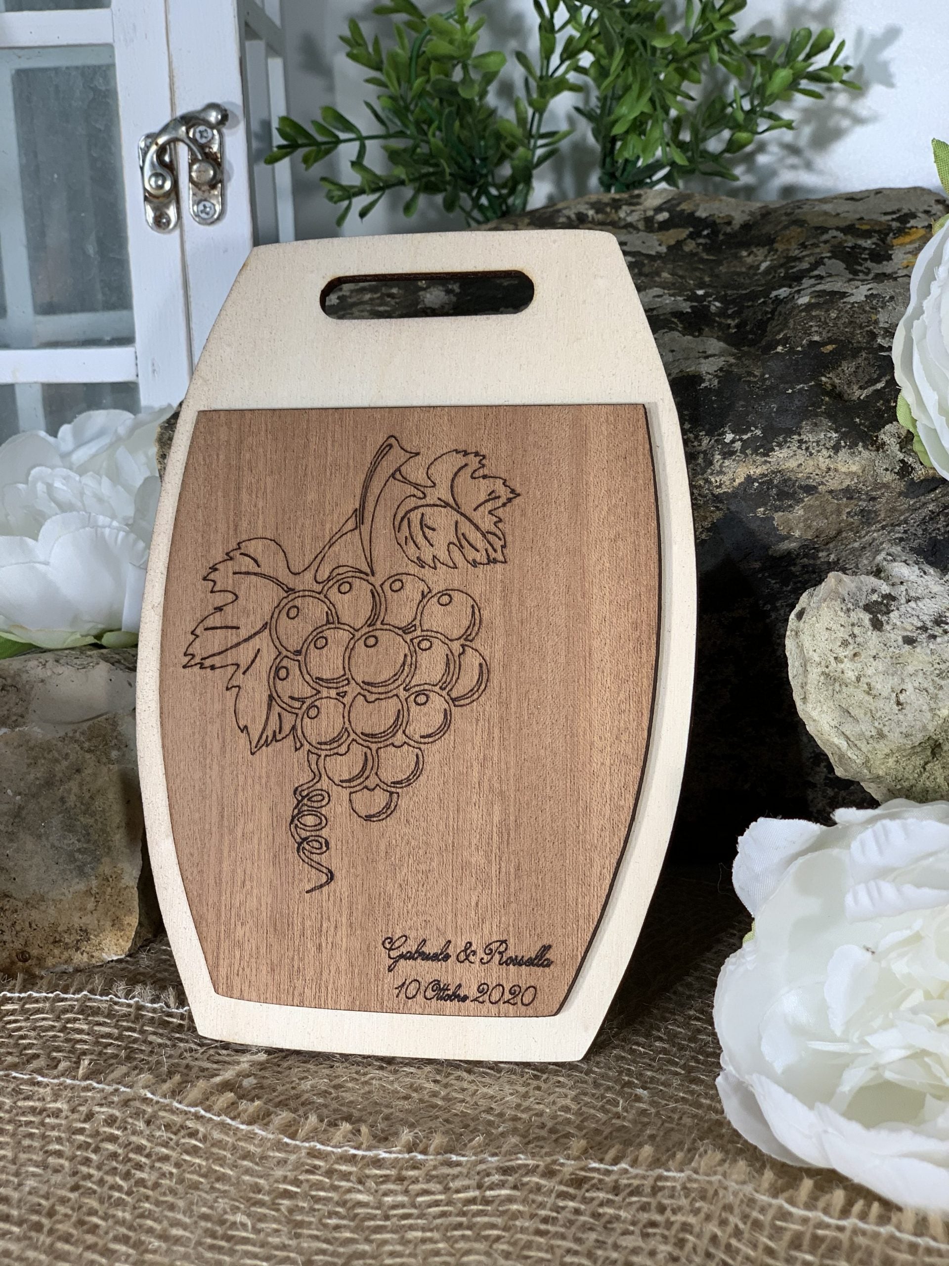 Bomboniera Tagliere grappolo d'uva mogano 3