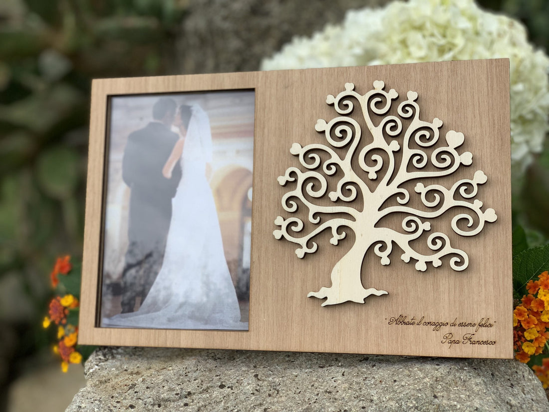 Bomboniera portafoto albero della vita cuori
