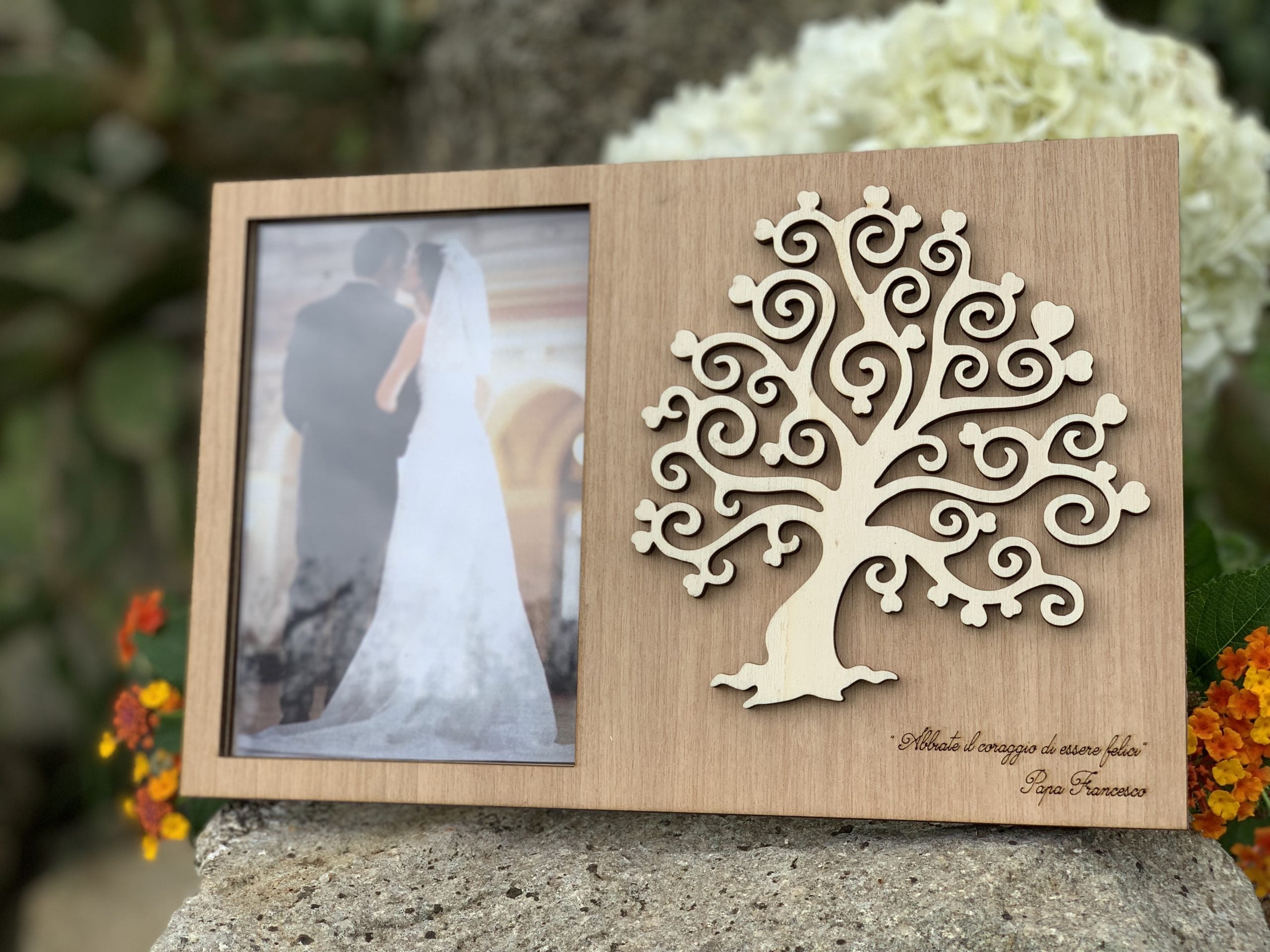 Bomboniera portafoto albero della vita cuori