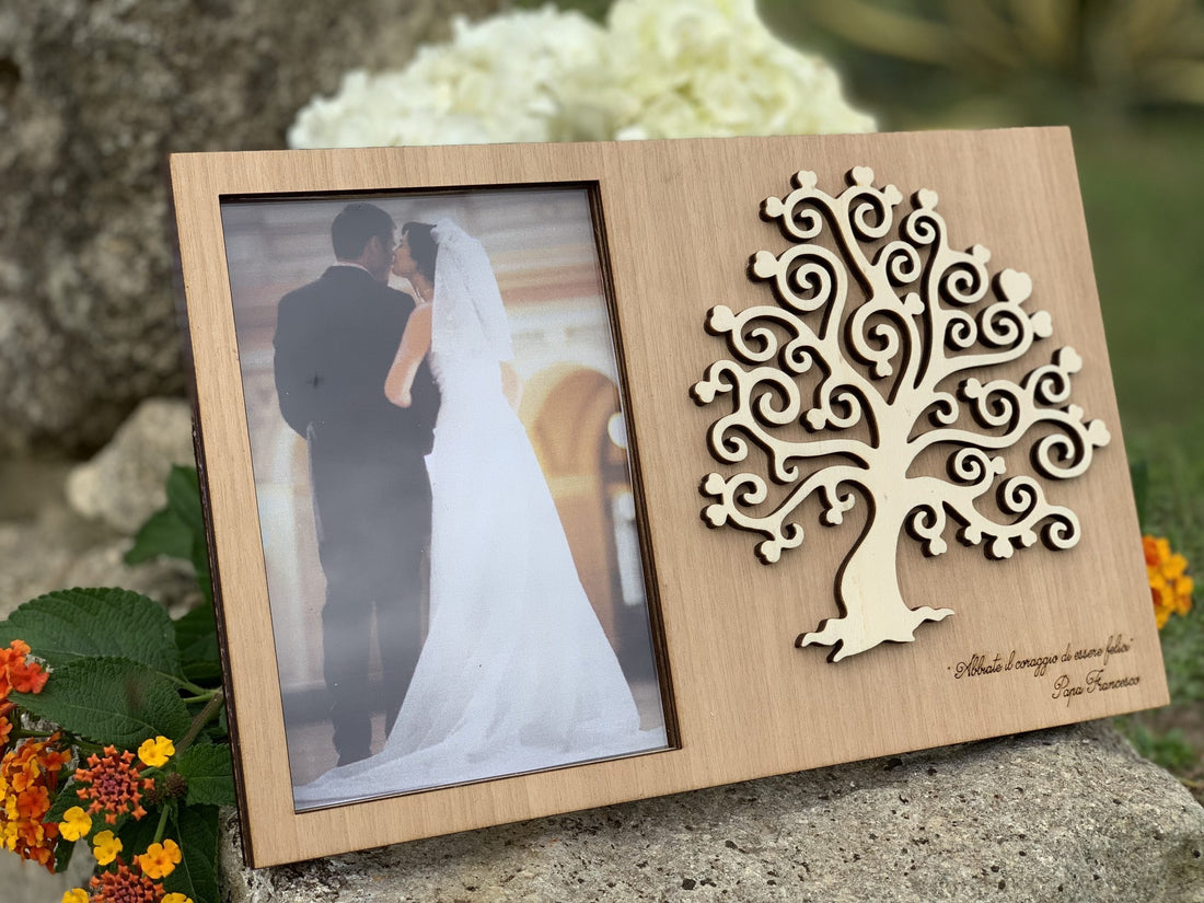 Bomboniera portafoto albero della vita cuori