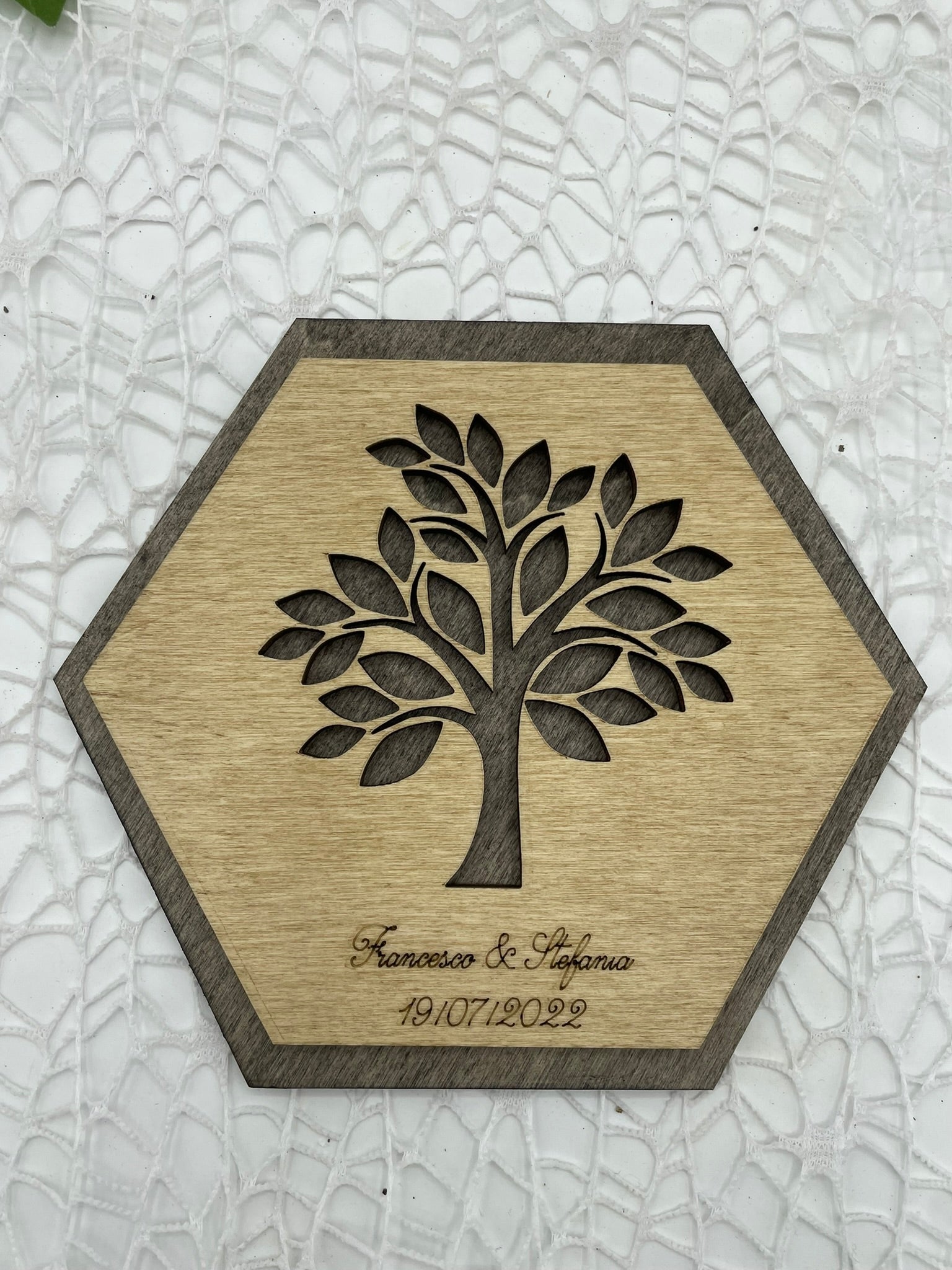 Bomboniera sottopentola albero della vita esagonale Idea's Cottage