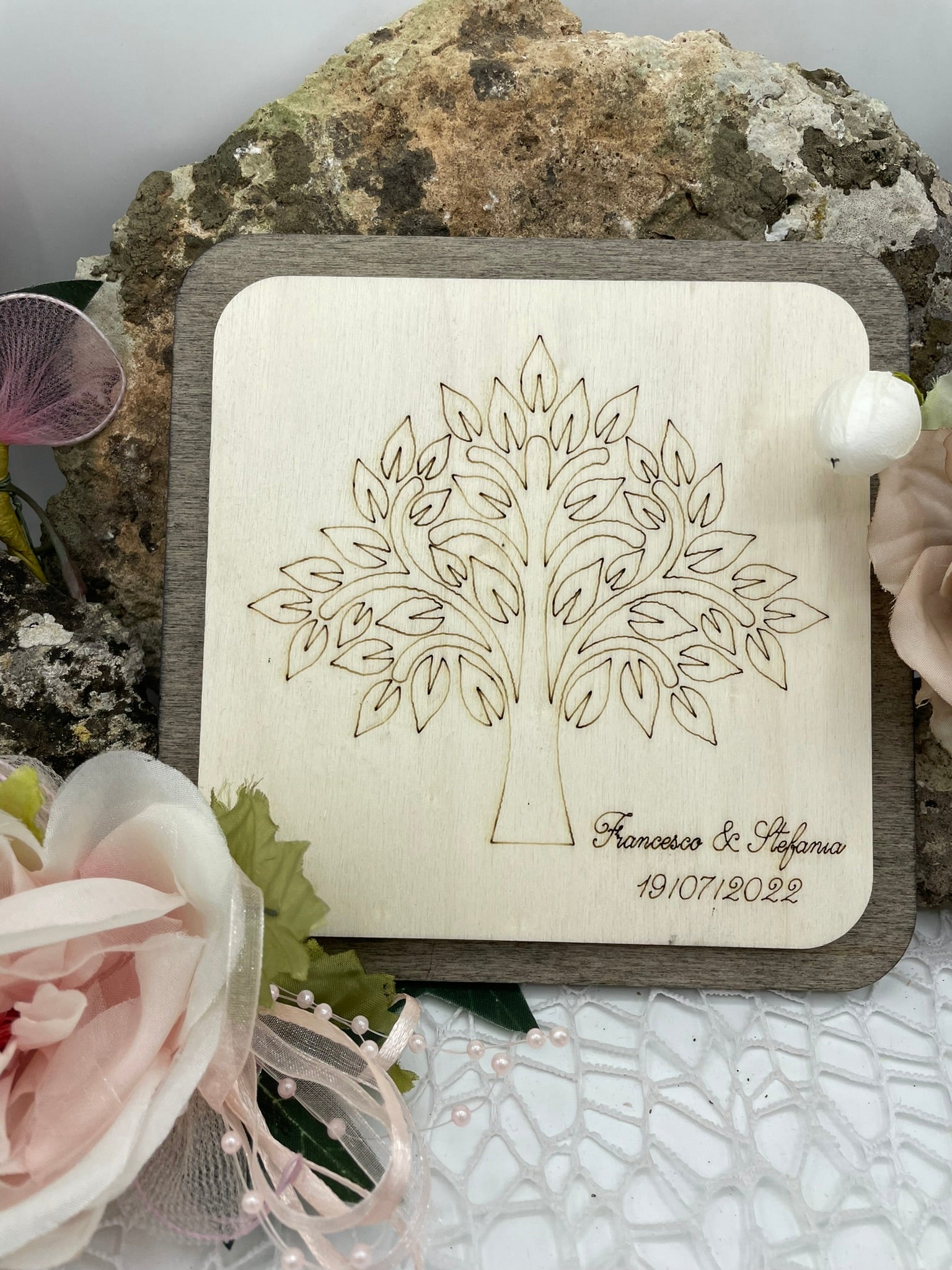 Bomboniera sottopentola albero della vita foglie Idea's Cottage