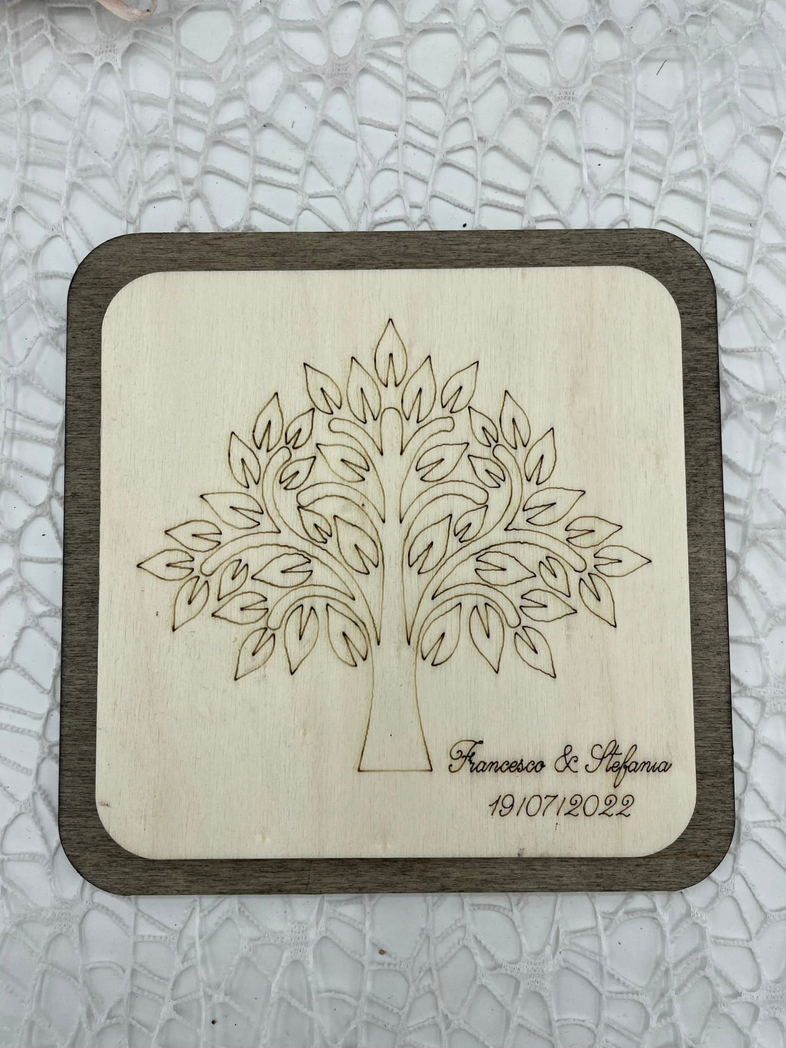 Bomboniera sottopentola albero della vita foglie Idea's Cottage