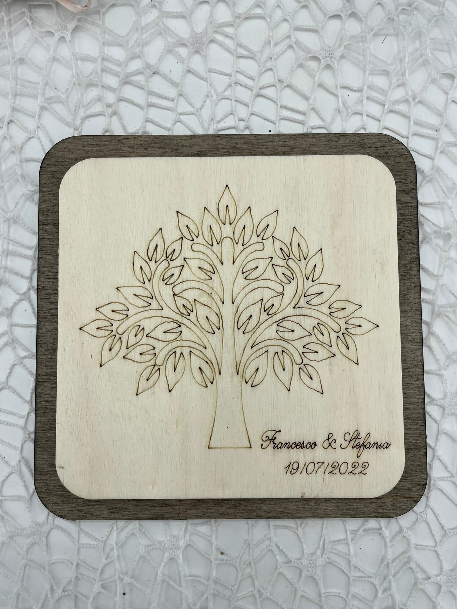 Bomboniera sottopentola albero della vita foglie Idea's Cottage