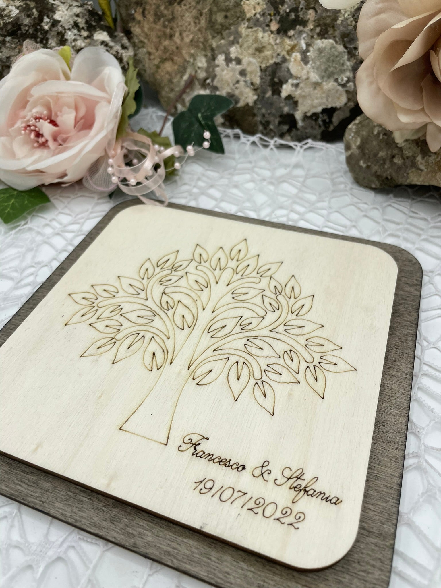 Bomboniera sottopentola albero della vita foglie Idea's Cottage