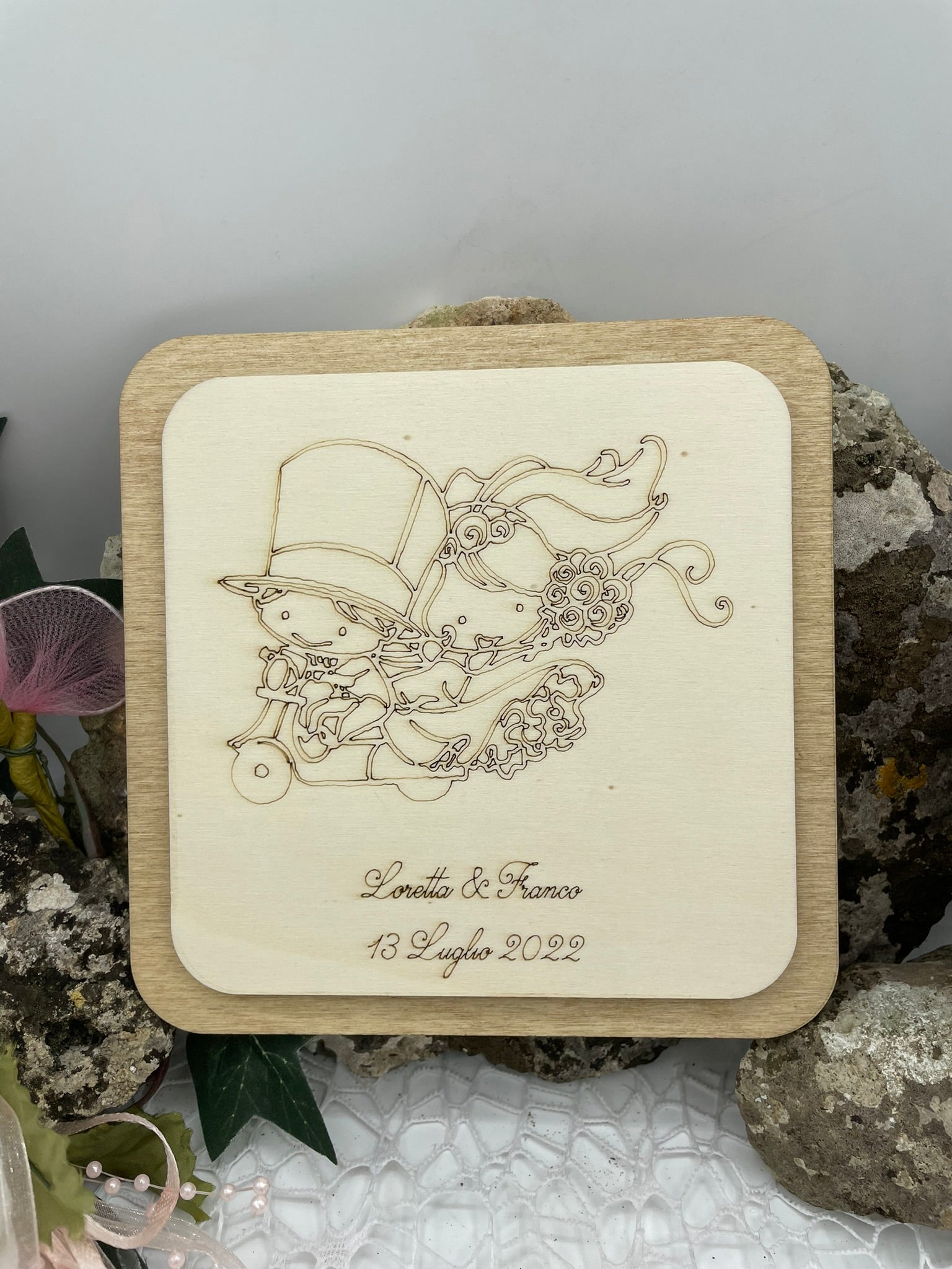 Bomboniera sottopentola sposi tema vespa Idea's Cottage