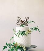 Cake Topper con iniziali e data in legno