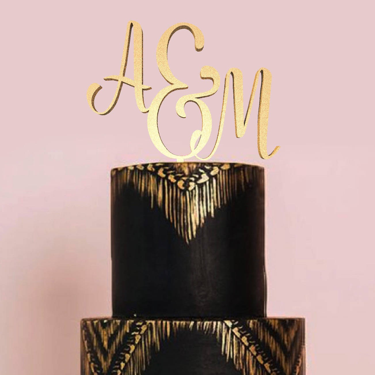 Cake Topper con iniziali in lettere in legno