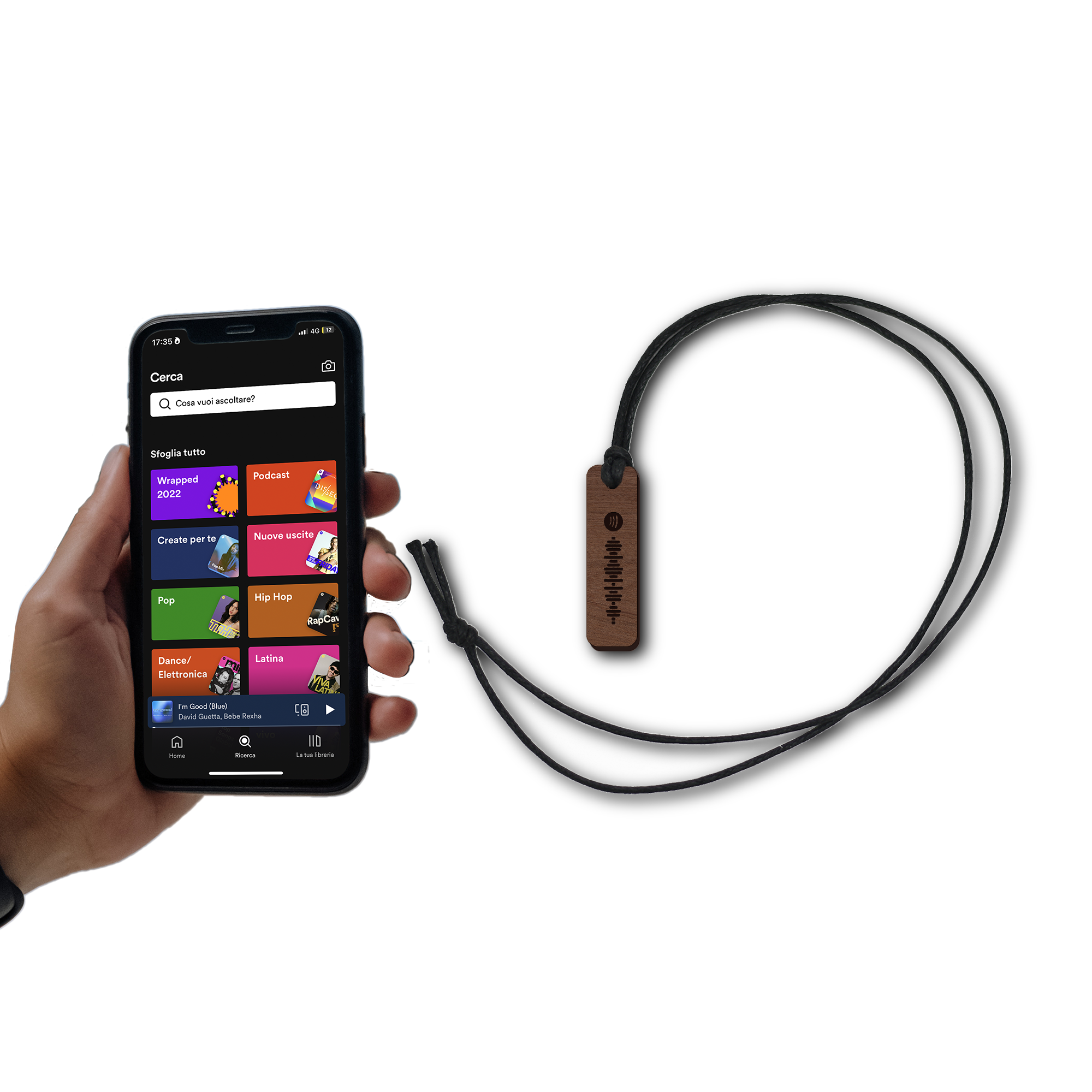 Collana con codice spotify personalizzata in legno scuro Idea's Cottage