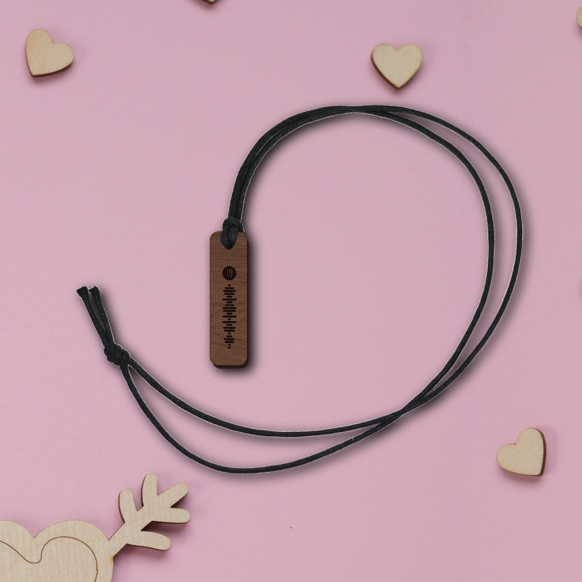 Collana con codice spotify personalizzata in legno scuro Idea's Cottage