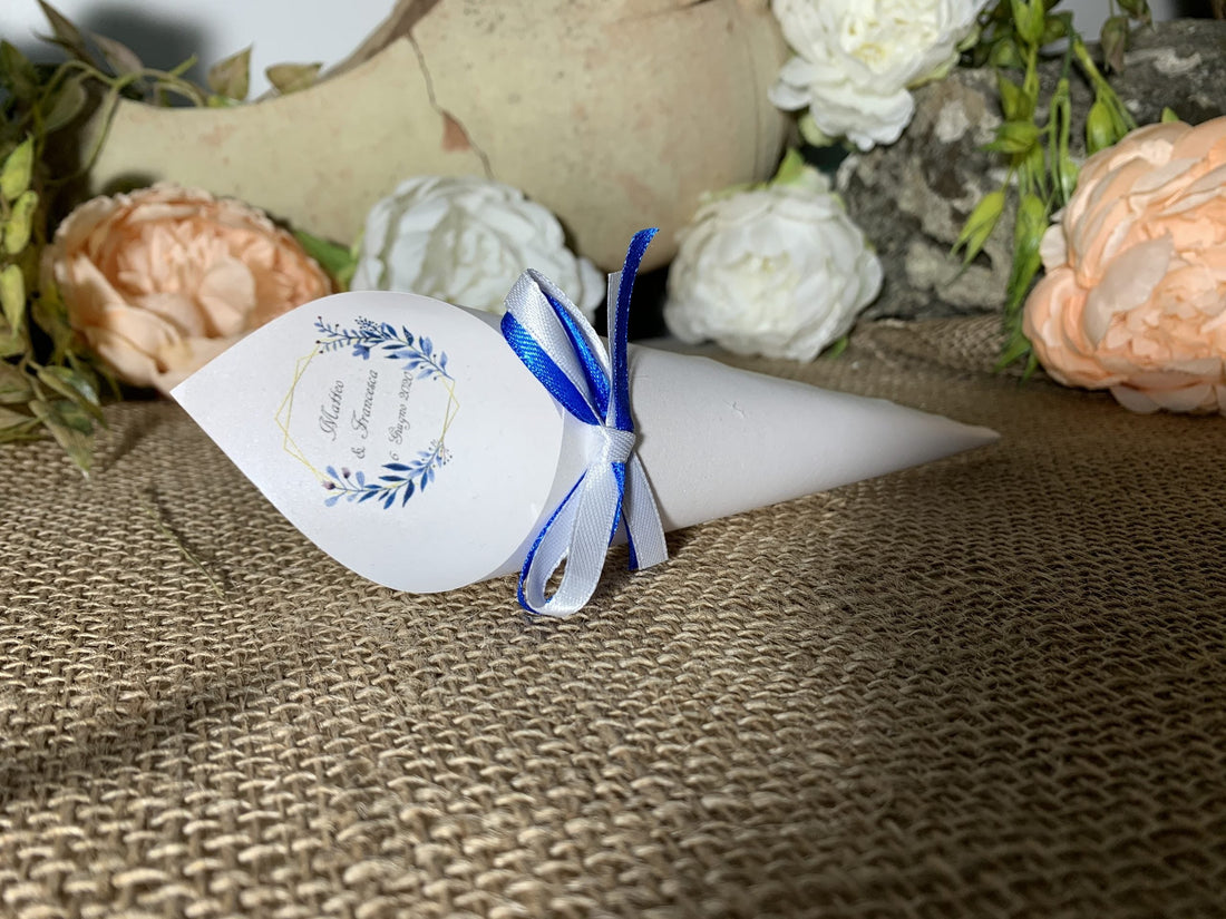 Cono Portariso personalizzato in cartoncino perlato