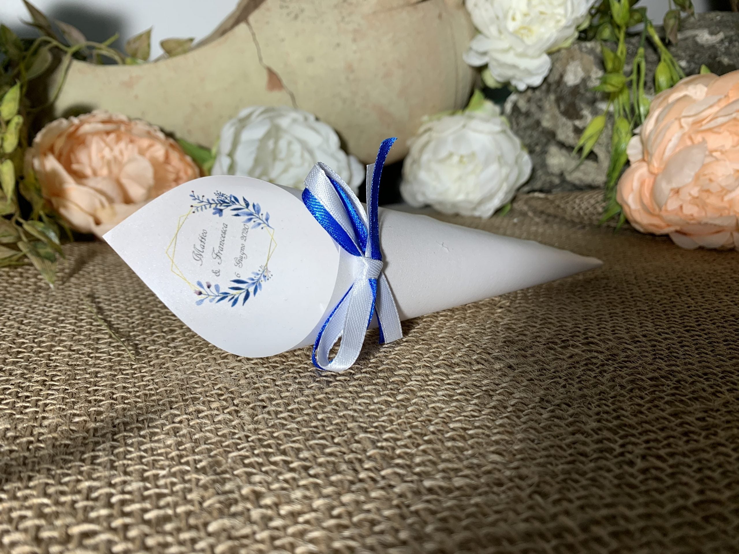 Cono Portariso personalizzato in cartoncino perlato