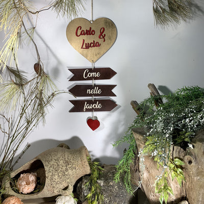 Cuore Frecce love in legno con nomi e frase2