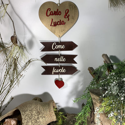 Cuore Frecce love in legno con nomi e frase3